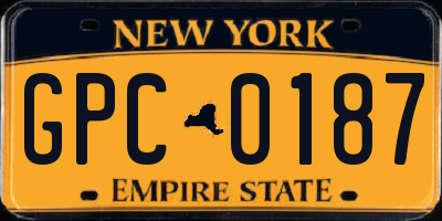 NY license plate GPC0187