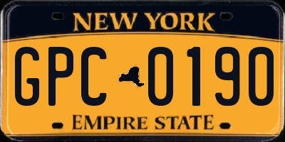 NY license plate GPC0190