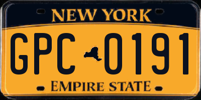 NY license plate GPC0191