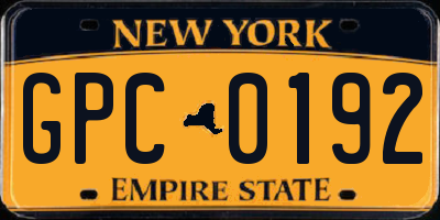 NY license plate GPC0192