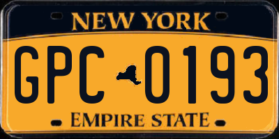 NY license plate GPC0193