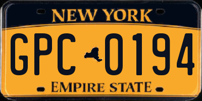 NY license plate GPC0194