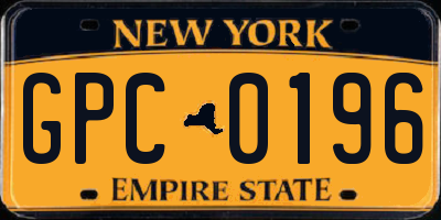 NY license plate GPC0196