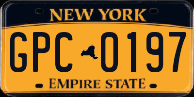 NY license plate GPC0197