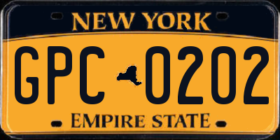NY license plate GPC0202