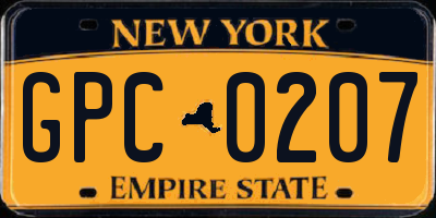 NY license plate GPC0207
