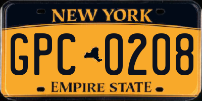 NY license plate GPC0208