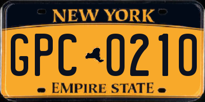 NY license plate GPC0210