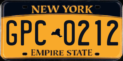 NY license plate GPC0212