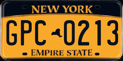 NY license plate GPC0213