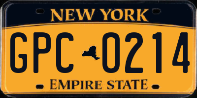 NY license plate GPC0214