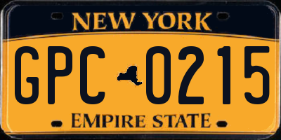 NY license plate GPC0215