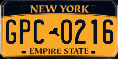NY license plate GPC0216