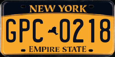 NY license plate GPC0218