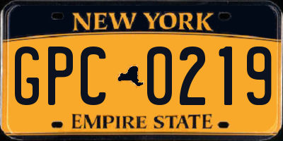 NY license plate GPC0219