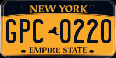 NY license plate GPC0220
