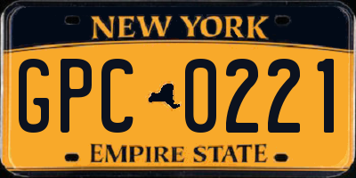 NY license plate GPC0221