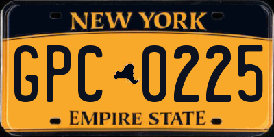 NY license plate GPC0225