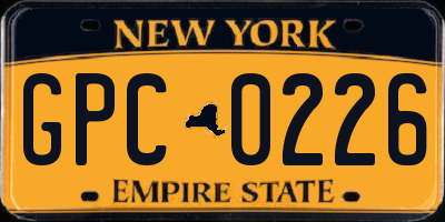 NY license plate GPC0226