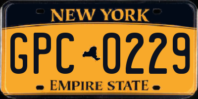 NY license plate GPC0229