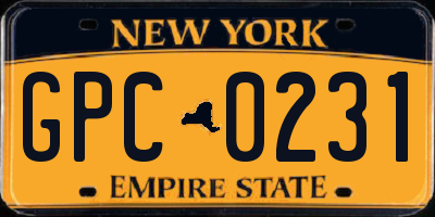 NY license plate GPC0231