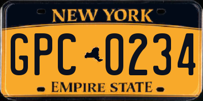 NY license plate GPC0234
