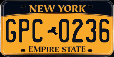 NY license plate GPC0236