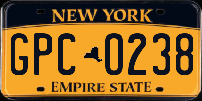 NY license plate GPC0238