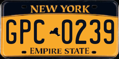 NY license plate GPC0239