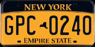 NY license plate GPC0240