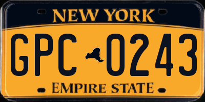 NY license plate GPC0243