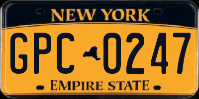 NY license plate GPC0247