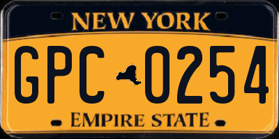 NY license plate GPC0254