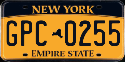 NY license plate GPC0255