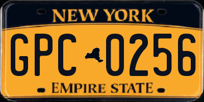 NY license plate GPC0256