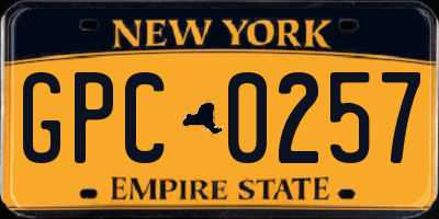 NY license plate GPC0257