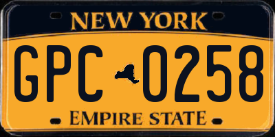 NY license plate GPC0258