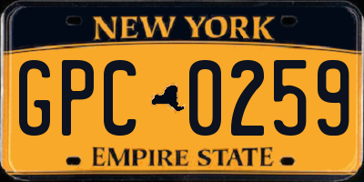 NY license plate GPC0259