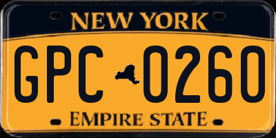 NY license plate GPC0260