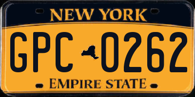 NY license plate GPC0262