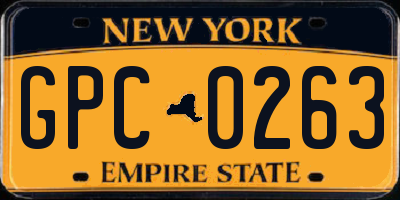 NY license plate GPC0263