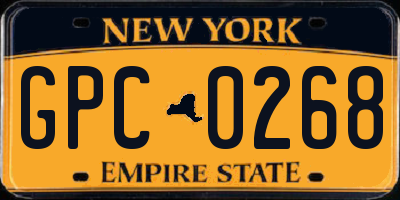 NY license plate GPC0268