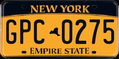NY license plate GPC0275