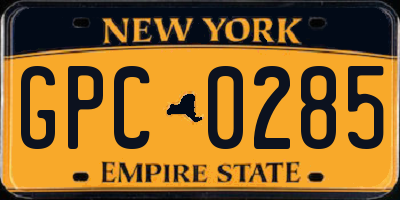 NY license plate GPC0285