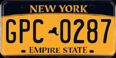 NY license plate GPC0287