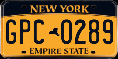NY license plate GPC0289