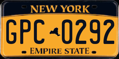 NY license plate GPC0292