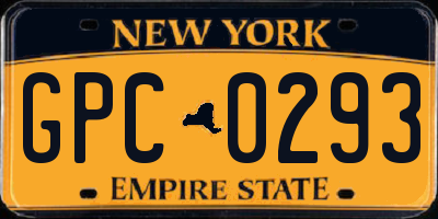 NY license plate GPC0293