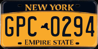 NY license plate GPC0294