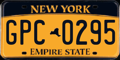 NY license plate GPC0295
